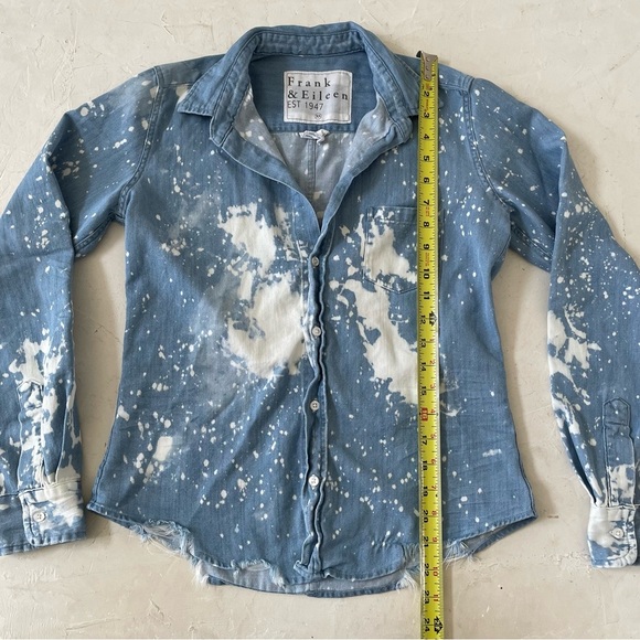 FRANK & EILEEN  Eileen Bleach Splatter Denim Button-Up Shirt Splatter Size XS - Picture 5 of 12